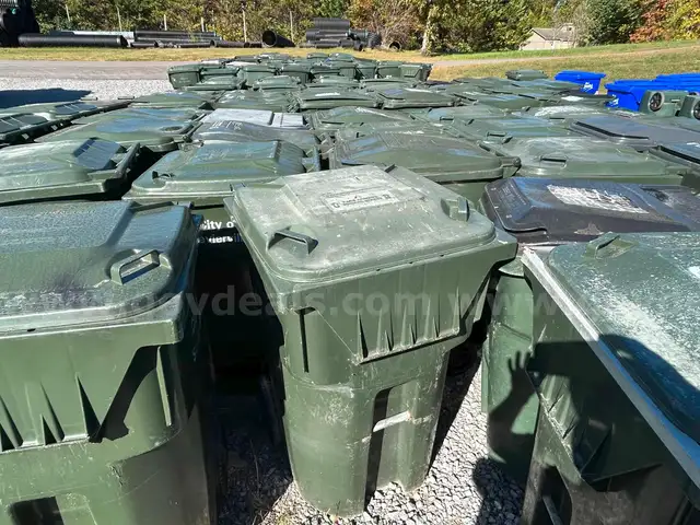 1 LOT of (10) USED Rolling Trash Cans