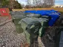 1 LOT of (20) Rolling  USED Green Trash Cans