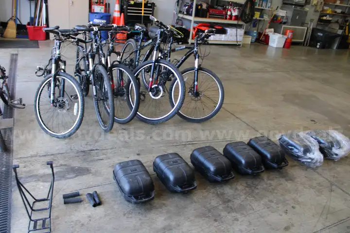 Police model mountain bikes w/ gear