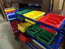 14 Storage Carts with plastic bins - on Wheels
