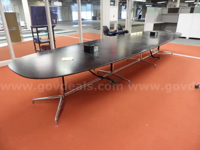 Long Conference Table with Power Plugs