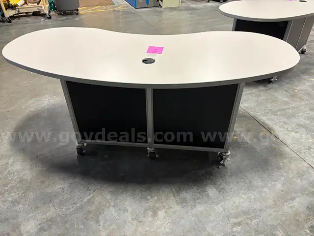 Kidney Shaped Desk/Table on Wheels (#1)