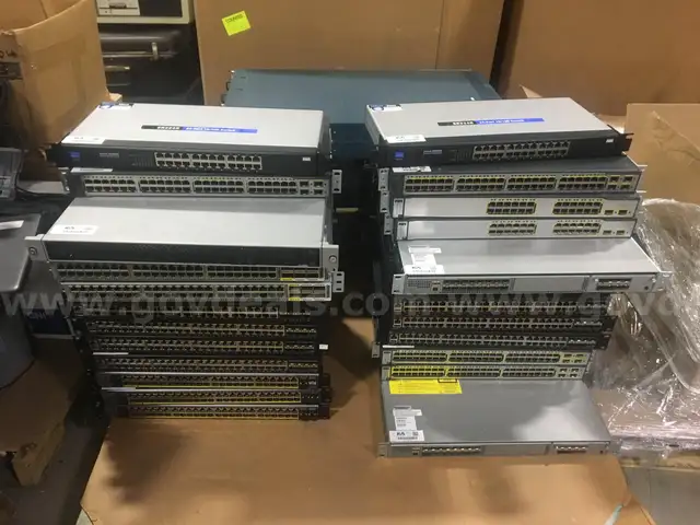 Lot of 44: Brocade, Cisco, Linksys Misc. Switches + Security appliance