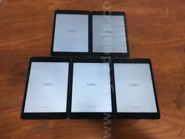 Lot of 5: Apple A1432 iPad Mini; 16 GB **Wi-Fi-ONLY UNLOCKED AND UNMANAGED**