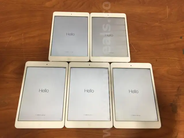 Lot of 5: Apple A1432 iPad Mini; 16 GB **Wi-Fi-ONLY UNLOCKED AND UNMANAGED**