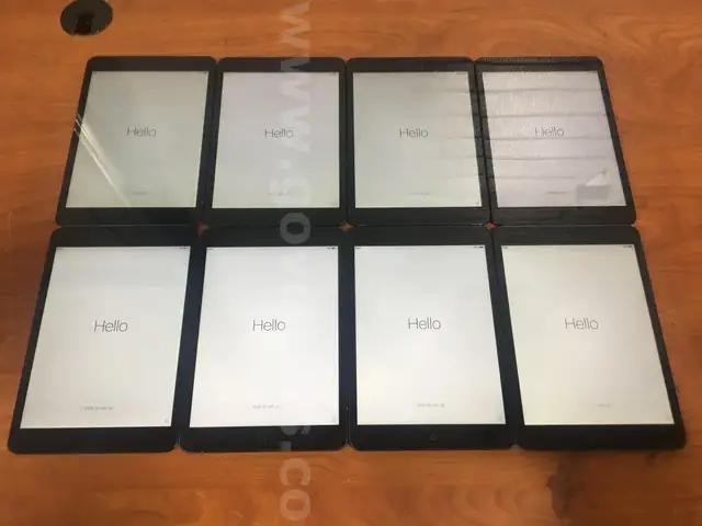 Lot of 8: Apple A1432 iPad Mini; 16 GB **Wi-Fi-ONLY UNLOCKED AND UNMANAGED**
