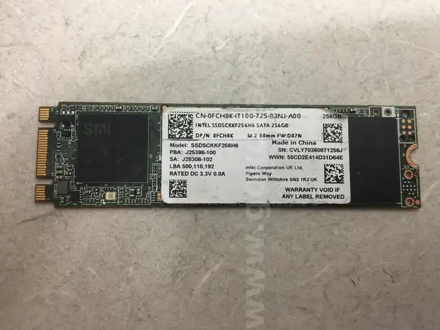 Intel 256GB SATA SSD - 93% Drive Health