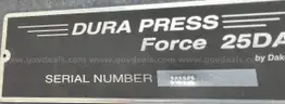 Dake Dura Press Force 25DA Hydraulic Press ** Please READ long description for important details **