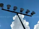 50 FOOT LIGHT POLES WITH METAL HALITE LIGHTS &#x26; WIRING HARNESS ATTACHED