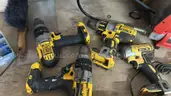 Milwaukee and Dewalt Hand Tool and Battery Set and Table
