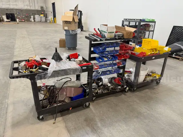 Parts organizer &#x26; two carts with contents.