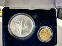Ten Dollar Gold Coin and Silver Dollar