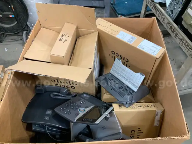 Box of Assorted Office Phones 36x29x29