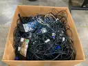 Assorted MIsc Cables/Cords and Various Coumpter Parts 36x29x28