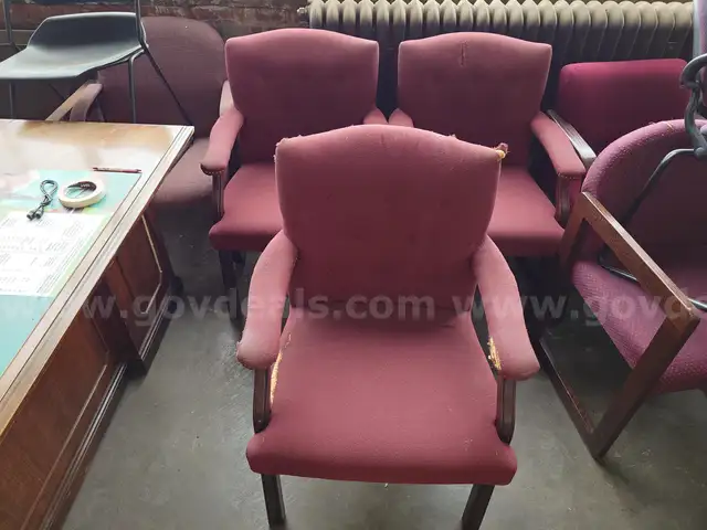 3x Red Arm Chairs