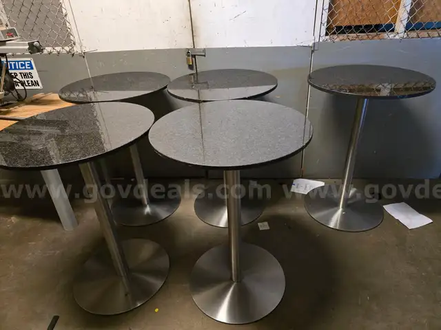 Lot of 5x Granite High Top Tables