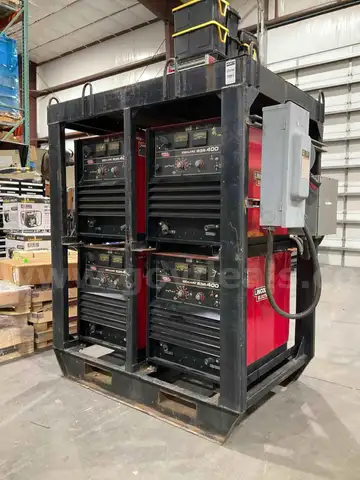 ( 4 PACK RACK) LINCOLN ELECTRIC IDEALARC R3R-400 STICK WELDER SYSTEM