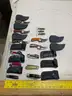 UNUSED (14) HANDMADE DAMASCUS KNIVES IN MOLD PROOF LEATHER SHEATHS