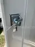 12FT OFFICE / STORAGE CONTAINER, FORK POCKETS WITH SIDE DOOR ENTRANCE &#x26; SIDE WINDOW