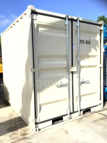 9FT OFFICE / STORAGE CONTAINER, FORK POCKETS WITH SIDE DOOR ENTRANCE &#x26; SIDE WINDOW