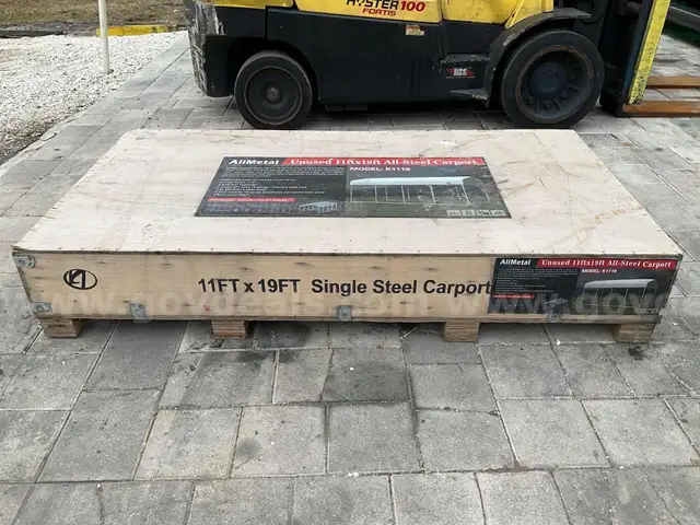 UNUSED ALLMETAL 11FT X 19FT ALL-STEEL CARPORT MODEL K1119
