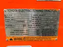 TOYOTA STAND ON TUGGER MODEL CBTY4, ELECTRIC, 48V, APPROX MAX DRAWBAR PULL 880LBS, NEEDS BATTERY