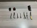 ( 7 ) UNUSED SMALL HANDMADE DAMASCUS KNIVES