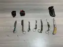 ( 7 ) UNUSED SMALL HANDMADE DAMASCUS KNIVES