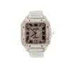 USED CARTIER SANTOS LARGE MODEL STAINLESS STEEL WATCH WITH ROSE GOLD BEZEL, ESTIMATED 18CTS+ OF NATURAL DIAMONDS (AFTERM
