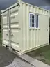9FT OFFICE / STORAGE CONTAINER, FORK POCKETS WITH SIDE DOOR ENTRANCE &#x26; SIDE WINDOW