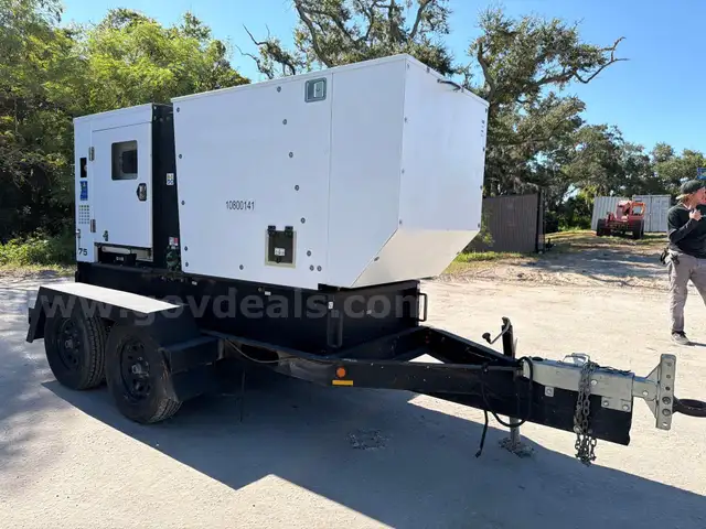 2018 GENERAC DIESEL GENERATOR MODEL MDG75, TRAILER MOUNTED, 60KW/75KVA, 1PH/3PH