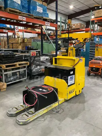 RICO ELECTRIC PALLET JACK MODEL PWH-150 WITH GREEN ENERGY BATTERY CHARGER MODEL OD12-0550-C