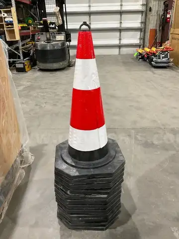 UNUSED STACK OF SAFETY TRAFFIC CONES; 10 CONES TOTAL