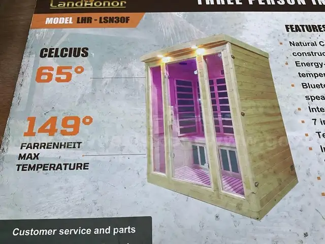 UNUSED THREE PERSON INDOOR INFRARED SAUNA ROOM