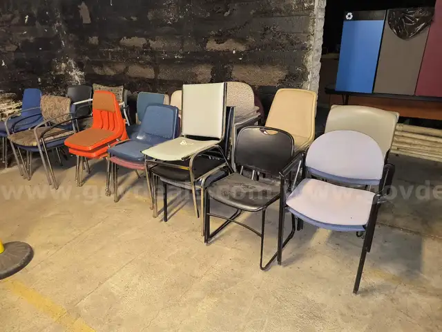 Lot of approx 30 Pseudo Stacking Chairs - Mixed Lot of Metal Frame Chairs