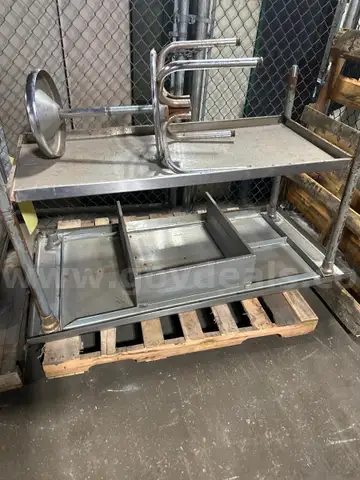 Stainless steel table, Stainless steel steel stool, 8 utility cards, 2 Stainless steel small rolling tables