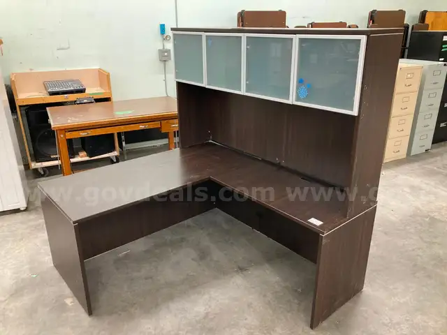 1- 3 Piece Dark Brown Pressboard Desk