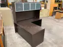 1- 3 Piece Dark Brown Pressboard Desk
