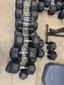 FULL SET OF DUMBBELLS from 5lb to 100lb pairs.