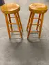 Set of  2 Wooden Cushioned Stools