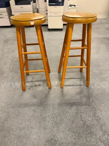 Set of  2 Wooden Cushioned Stools