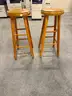 Set of  2 Wooden Cushioned Stools
