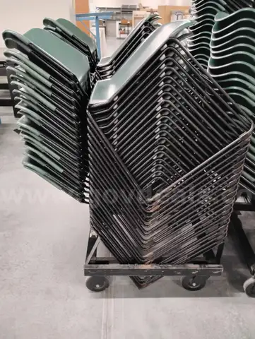 Set of 20 Green Stackable Chairs w Rolling Stand
