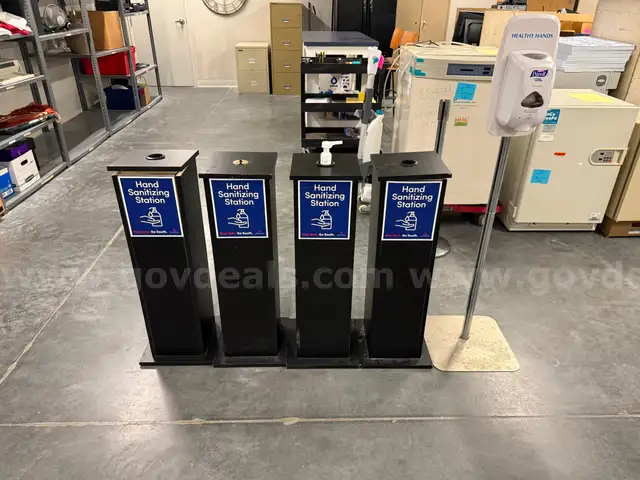 Lot of Hand Sanitizing Stations and Charging Stations