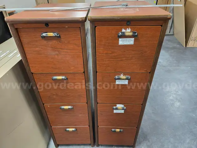 Set of 2 Wooden Filing Cabinets