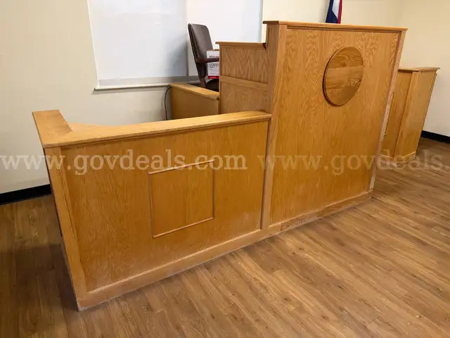 15-foot bench, Platform and wood speaking pulpit
