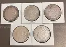 Lot of 5 Morgan Silver Dollar Coins- 1879, 1880, 1881, 1891, 1921