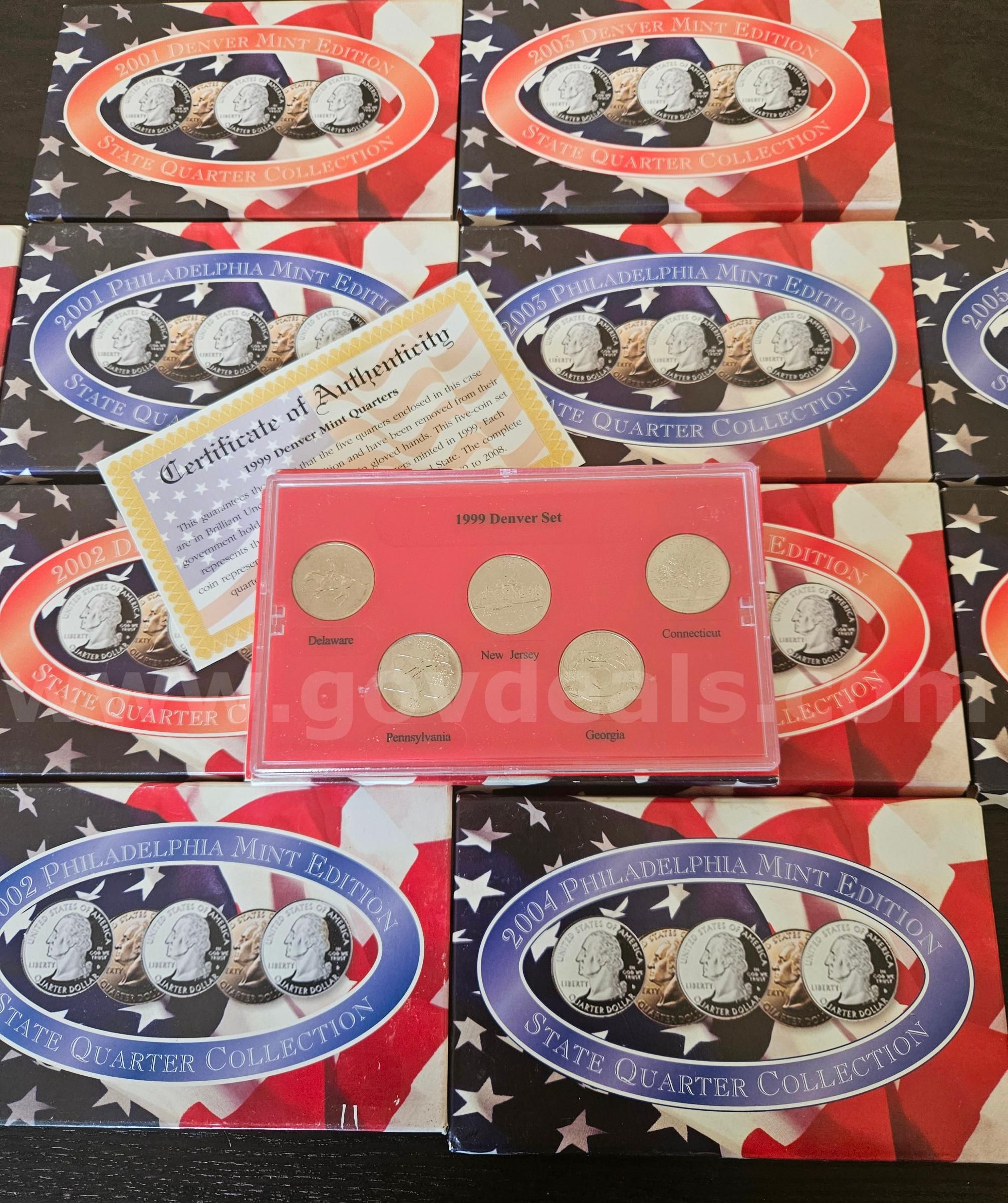 Lot of 14- 1999-2005 State Quarter Sets | AllSurplus