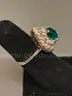 Silver Ring with Green &#x26; White Stone