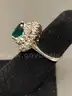 Silver Ring with Green &#x26; White Stone